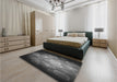 Patterned Charcoal Black Rug in a Bedroom, pat1755gry