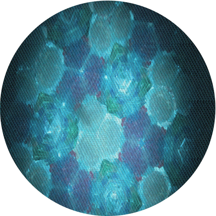 Square Patterned Dark Turquoise Green Rug, pat1755lblu