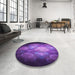 Round Patterned Purple Rug in a Office, pat1755pur