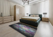 Patterned Charcoal Black Modern Rug in a Bedroom, pat1755