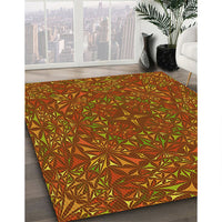 Patterned Tomato Red Rug, pat1756yw