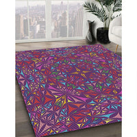 Patterned Plum Purple Modern Rug, pat1756