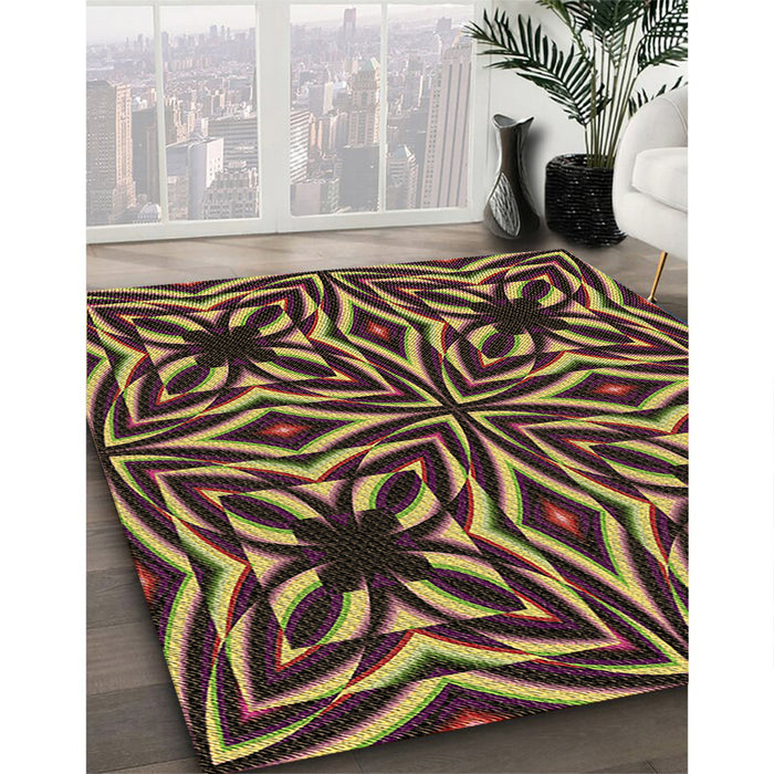 Machine Washable Transitional Caramel Brown Rug in a Family Room, wshpat1757brn