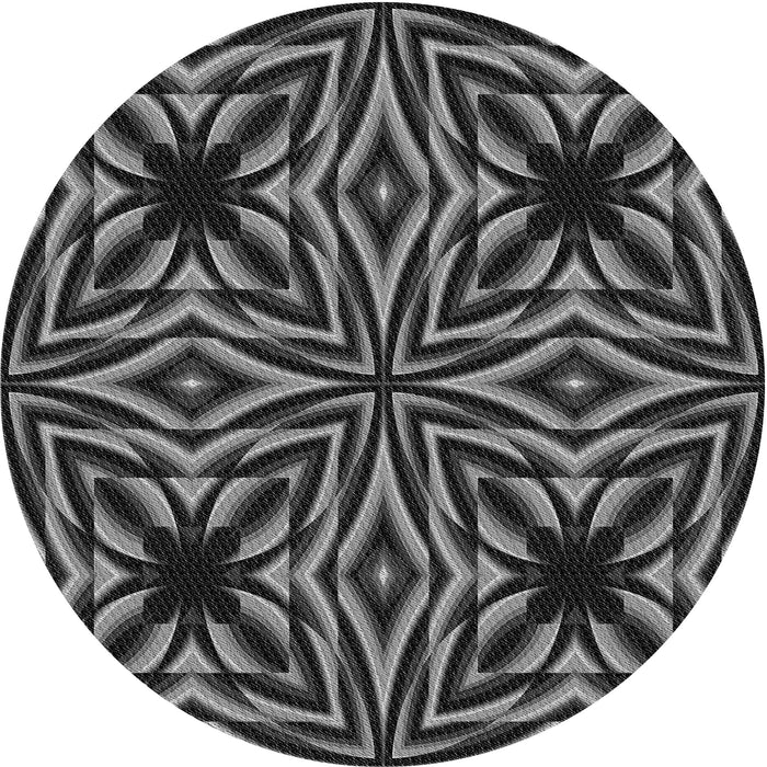 Square Patterned Charcoal Black Rug, pat1757gry