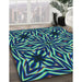 Patterned Mint Green Rug in Family Room, pat1757lblu