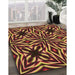 Patterned Deep Red Rug in Family Room, pat1757org