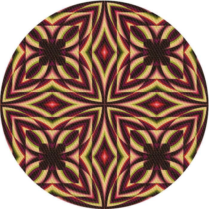 Square Patterned Deep Red Rug, pat1757org