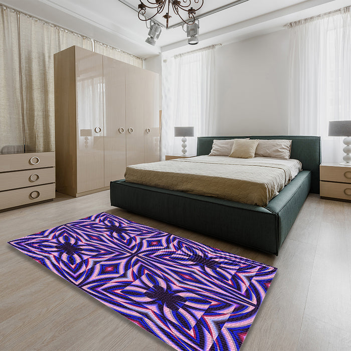 Patterned Lilac Purple Rug in a Bedroom, pat1757pur