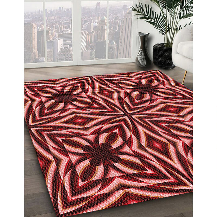 Machine Washable Transitional Red Rug in a Family Room, wshpat1757rd