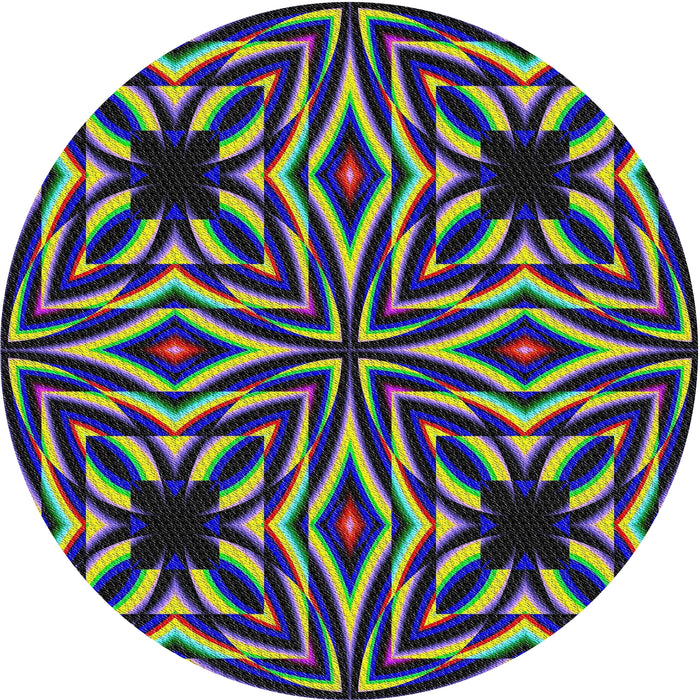 Sideview of Patterned Green Modern Rug, pat1757