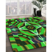 Patterned Neon Green Rug, pat1758grn