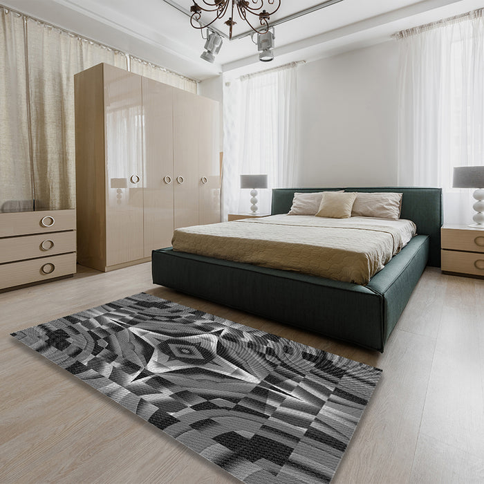 Patterned Gray Rug in a Bedroom, pat1758gry