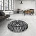 Round Patterned Gray Rug in a Office, pat1758gry