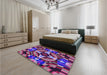 Patterned Purple Rug in a Bedroom, pat1758pur