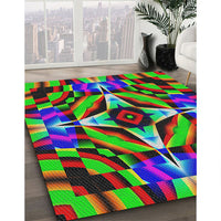 Patterned Green Modern Rug, pat1758