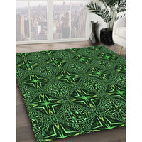 Patterned Black Rug, pat1759grn