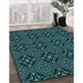 Machine Washable Transitional Deep Teal Green Rug in a Family Room, wshpat1759lblu