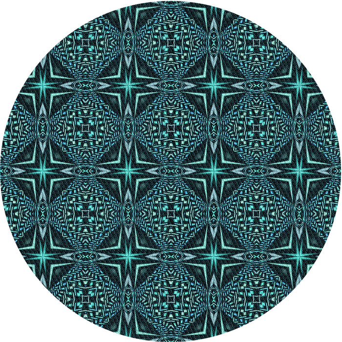 Square Patterned Deep Teal Green Rug, pat1759lblu