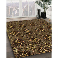 Patterned Black Brown Rug, pat1759org