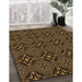 Patterned Black Brown Rug in Family Room, pat1759org