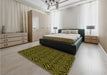 Patterned Midnight Gray Rug in a Bedroom, pat1759yw