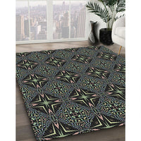 Patterned Black Novelty Rug, pat1759