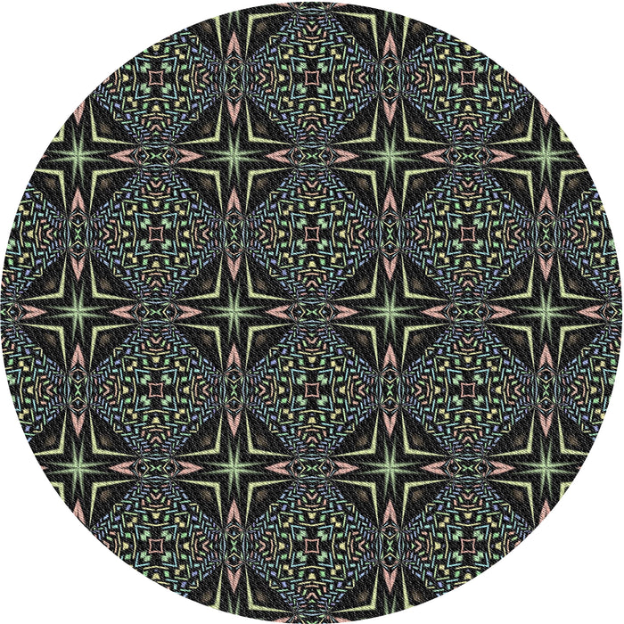 Sideview of Patterned Black Novelty Rug, pat1759