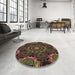 Round Patterned Oak Brown Rug in a Office, pat176brn