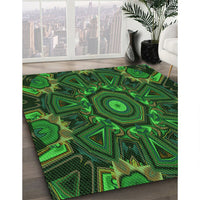 Patterned Dark Forest Green Rug, pat176grn