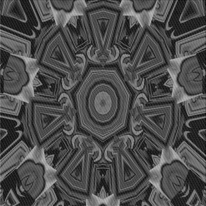 Round Patterned Charcoal Black Rug, pat176gry