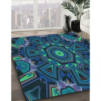 Patterned Deep-Sea Blue Rug, pat176lblu