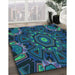 Patterned Deep-Sea Blue Rug in Family Room, pat176lblu