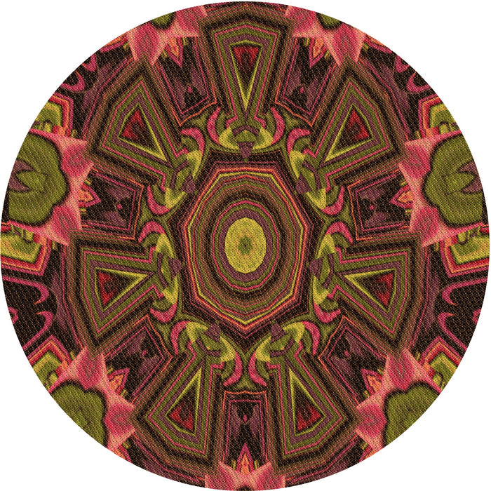 Square Patterned Deep Red Rug, pat176org