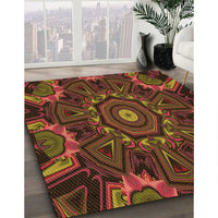 Patterned Deep Red Rug, pat176org