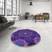 Round Patterned Purple Rug in a Office, pat176pur