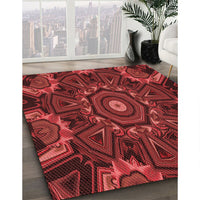 Patterned Cranberry Red Rug, pat176rd