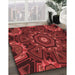 Patterned Cranberry Red Rug in Family Room, pat176rd