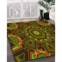 Patterned Olive Green Rug, pat176yw