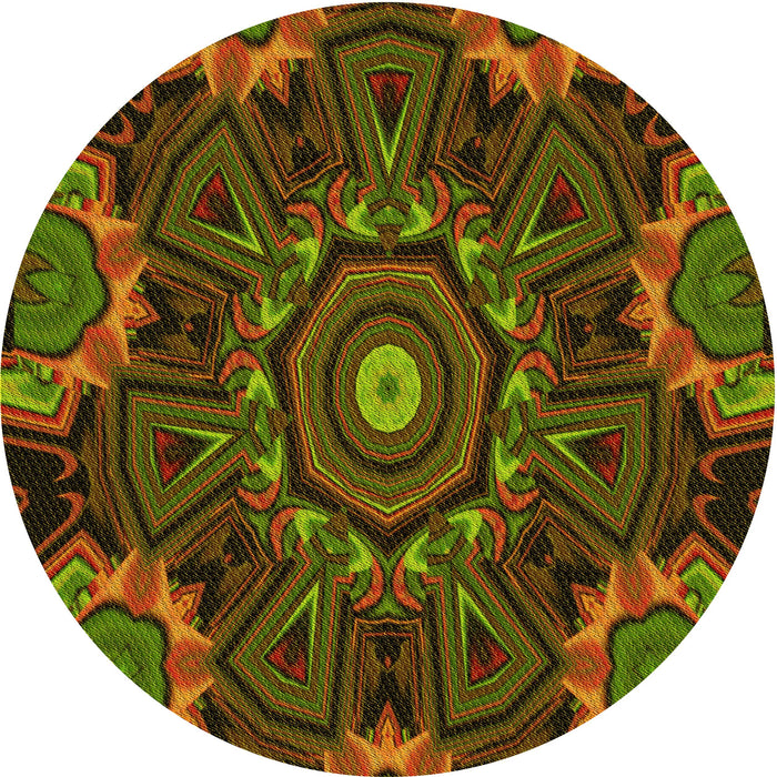 Square Patterned Olive Green Rug, pat176yw