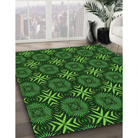 Patterned Black Rug, pat1760grn