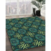 Machine Washable Transitional Deep Teal Green Rug in a Family Room, wshpat1760lblu