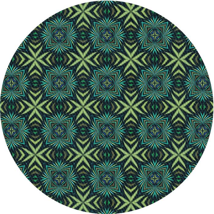 Square Patterned Deep Teal Green Rug, pat1760lblu