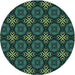 Square Patterned Deep Teal Green Rug, pat1760lblu