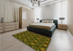 Patterned Midnight Gray Rug in a Bedroom, pat1760yw