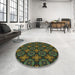 Round Patterned Mid Gray Novelty Rug in a Office, pat1760