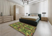 Patterned Pistachio Green Rug in a Bedroom, pat1761brn