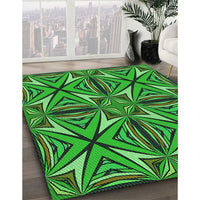 Patterned Dark Forest Green Rug, pat1761grn