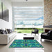 Machine Washable Transitional Blue Rug in a Kitchen, wshpat1761lblu