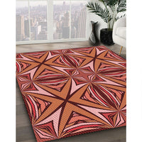 Patterned Cranberry Red Rug, pat1761rd