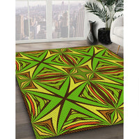 Patterned Green Rug, pat1761yw